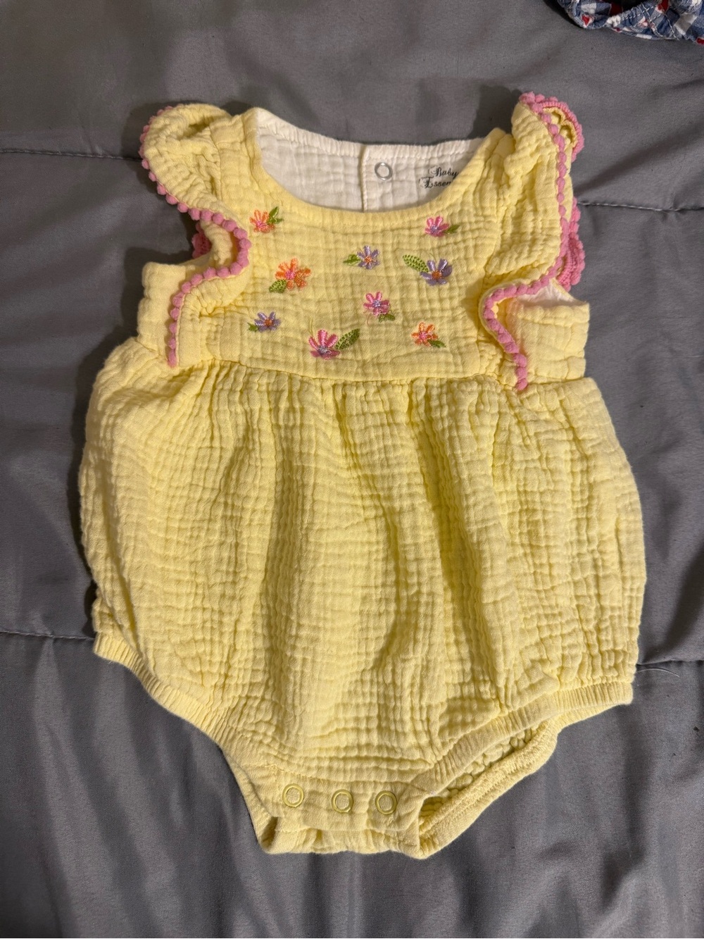 Baby Essentials Yellow Floral Embroidered Baby Romper